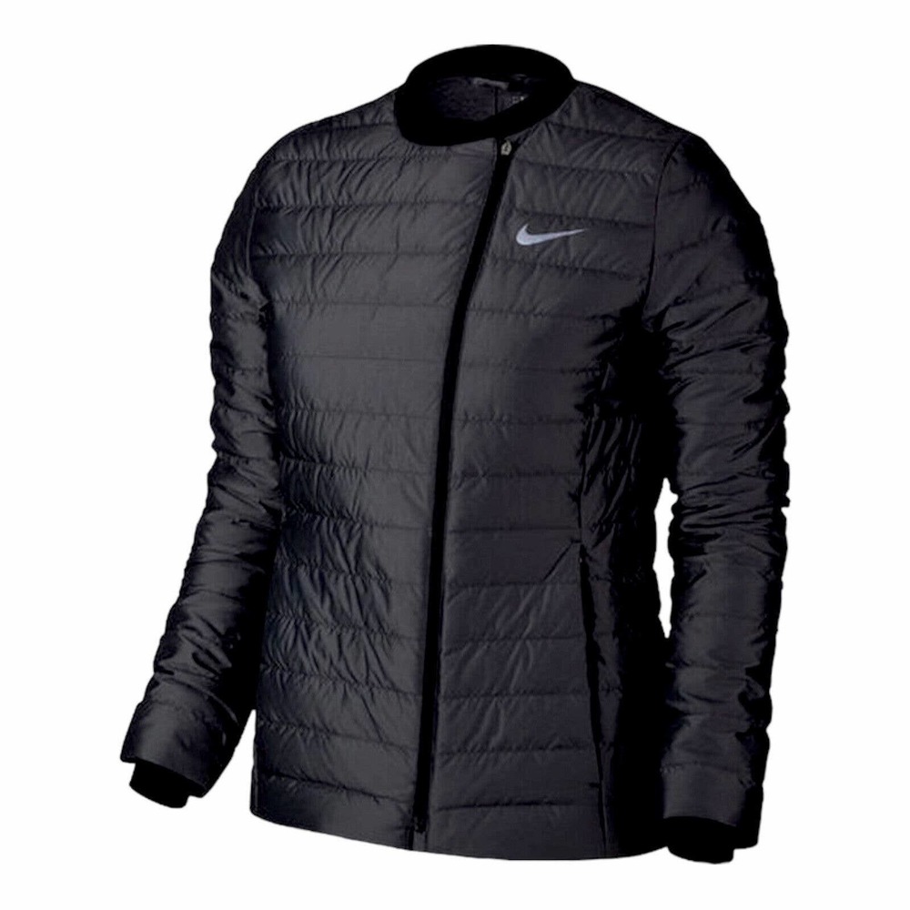 Nike Black Puffer Jacket Women Small Asymmetrical 700 Goose Down Golf 802927-010